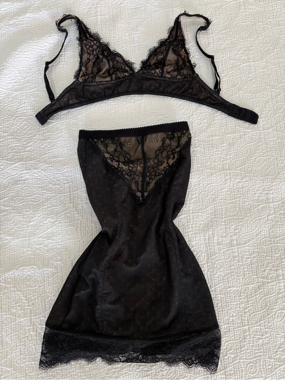 Adore Me Black Lace Bralette & Slip Set